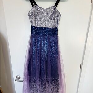 Glamorous Sequin Maxi Dress in Purple and Silver